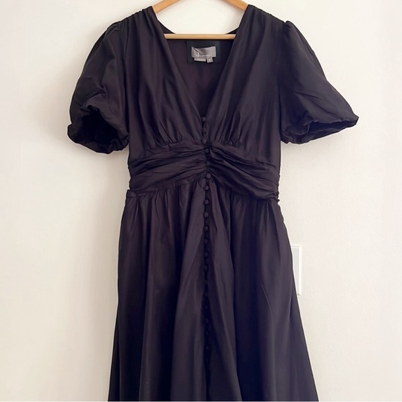 NWOT Anthropologie Katerina Button-Front Midi Dress Black - Picture 6 of 8